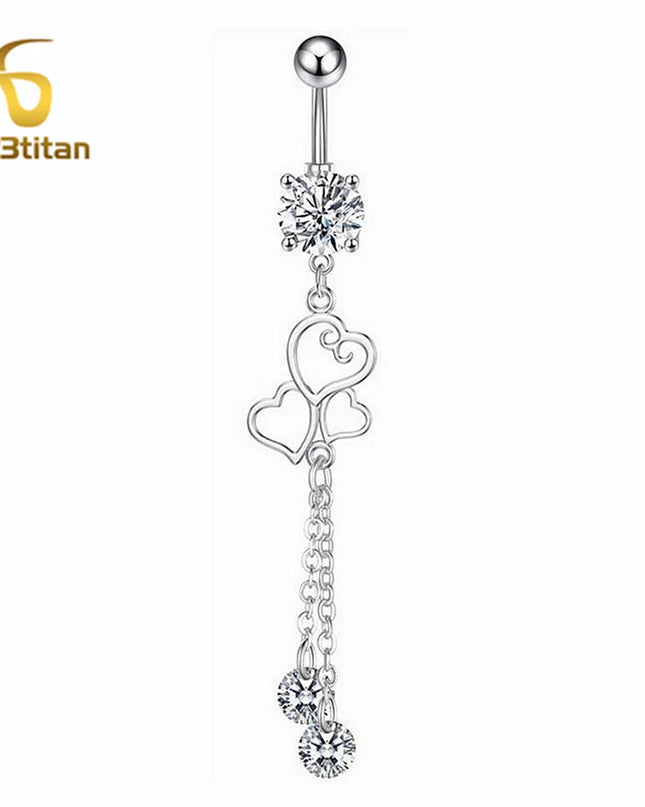 Long Belly Button Rings for Women 14G Titanium Bar Butterfly Heart Charms Dangle Navel Piercing Jewelry Beach Sexy Accessories