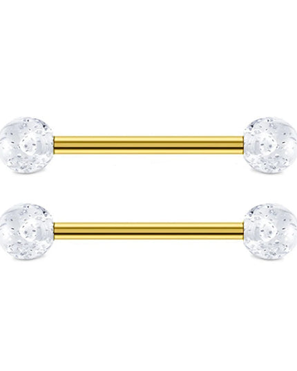 2pcs/8pcs Stainless Steel Nipple Ring Set with Rhinestones Round Balls Piercing For Woman Man Tongue Nail Stud Jewelry