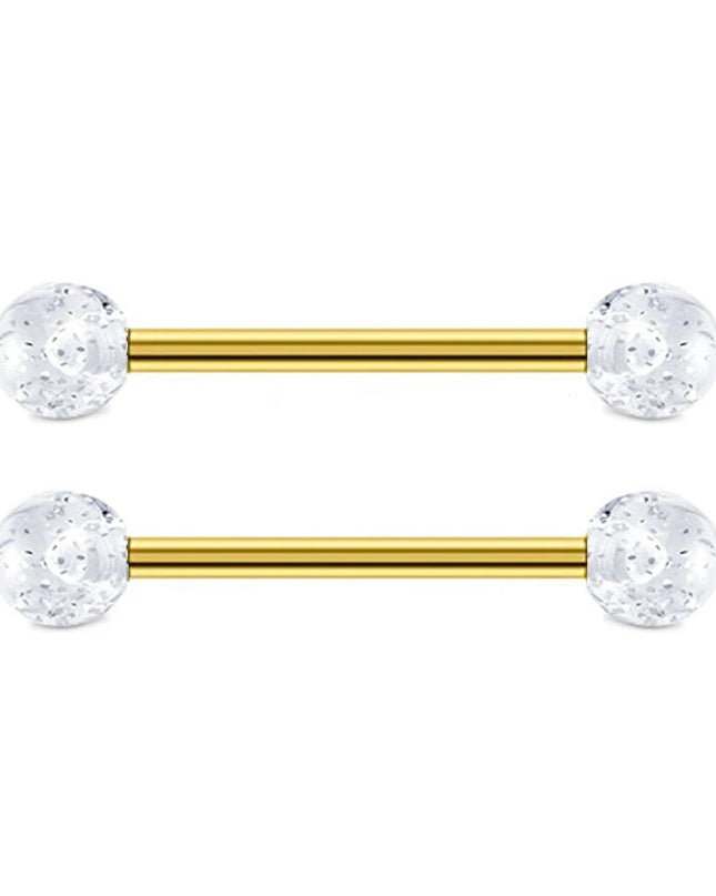 2pcs/8pcs Stainless Steel Nipple Ring Set with Rhinestones Round Balls Piercing For Woman Man Tongue Nail Stud Jewelry