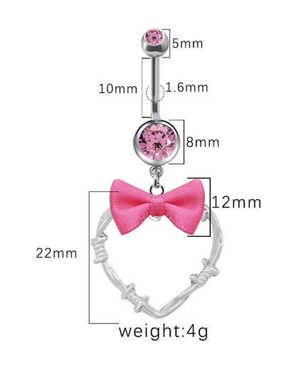 Beautiful Bow Belly Button Ring for Women Heart-shaped Belly Piercing Jewerly Surgical Steel Body Piercing Jewelry