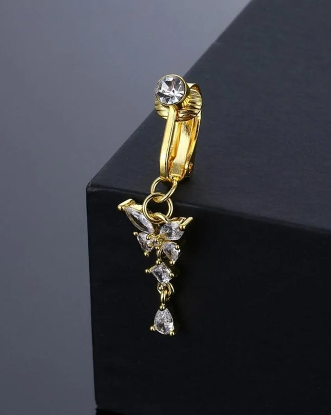 Butterfly Design Clip on Belly Button Zircon Non Piercing Fake Belly Ring Copper/alloy Material Belly Button Rings Body Jewelry