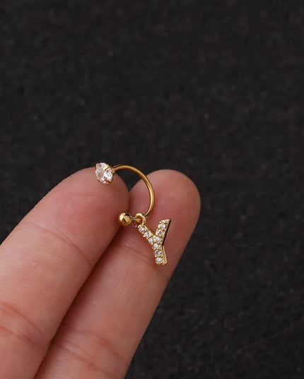 1Pc  English Letter Piercing  Tragus Piercing Jewelry Septo Nose Lip Ear Septum Cartilage Captive Hoop Ring Jewelry Pendientes