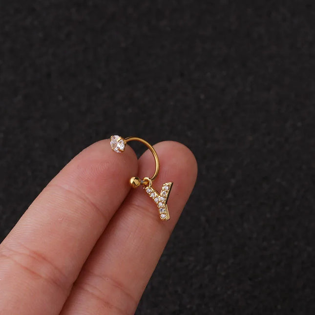 1Pc  English Letter Piercing  Tragus Piercing Jewelry Septo Nose Lip Ear Septum Cartilage Captive Hoop Ring Jewelry Pendientes
