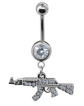 Belly Button rings Gun Dangle navel Ring clear Gem belly button Ring Body piercing Jewelry belly piercing for women