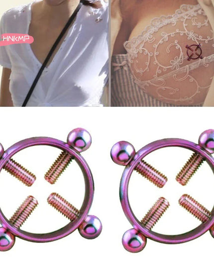 1Pcs Adjustable Stainless Steel Nipple Ring Clip-On Fake Nipple Piercing Jewelry for Women Various Colors Available