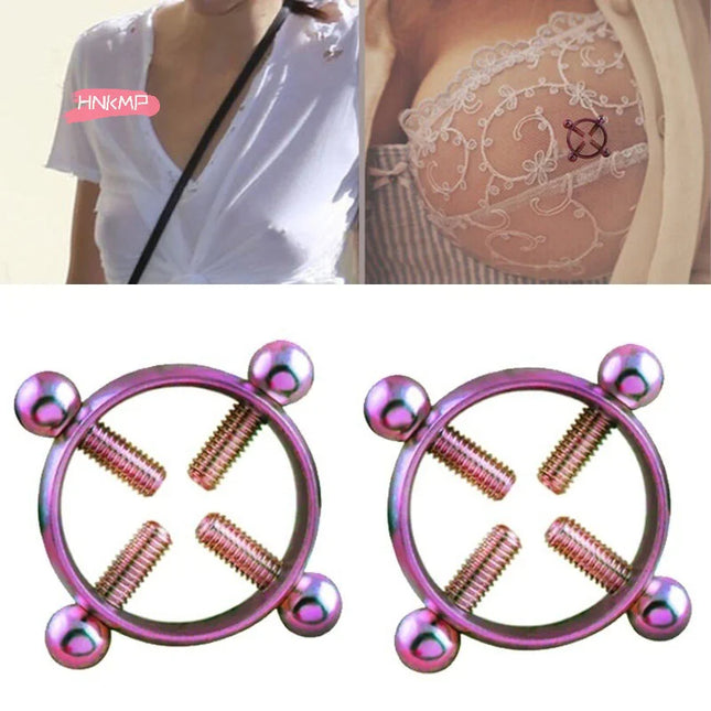 1Pcs Adjustable Stainless Steel Nipple Ring Clip-On Fake Nipple Piercing Jewelry for Women Various Colors Available