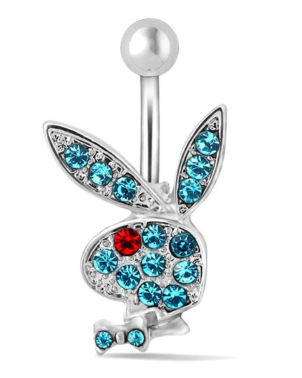 1pc Belly Button Rings Bunny Navel rings  Rabbit Belly Rings for Women Gem stone Pink Blue Bunny Fake Belly Piercing Rin