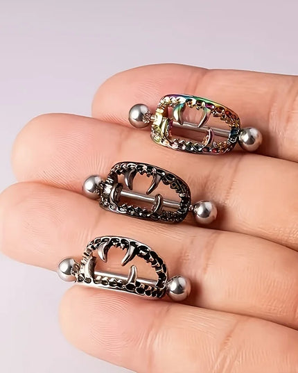 1 pair of ghost nipple piercing jewelry for a man and a woman, Halloween vampire skull nipple ring, copper and stainless steel n
