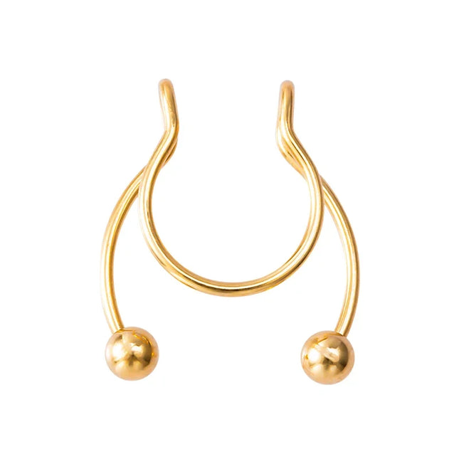 Women Fake Piercing Nose Ring Hoop Septum Non Piercing Nose Clip Rock HipHoop Stainless Steel Magnet Fashion Punk Body Jewelry