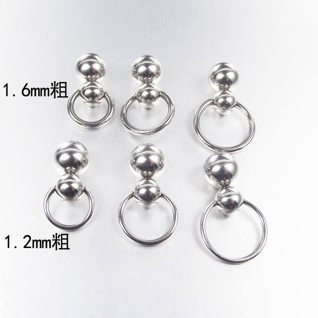 Stainless Steel Double Ball Cucurbit Gourd Ring Eyebrow Curved Tragus Ear Piercing PA Nipple Ring Bar Lips Body Piercing Jewelry