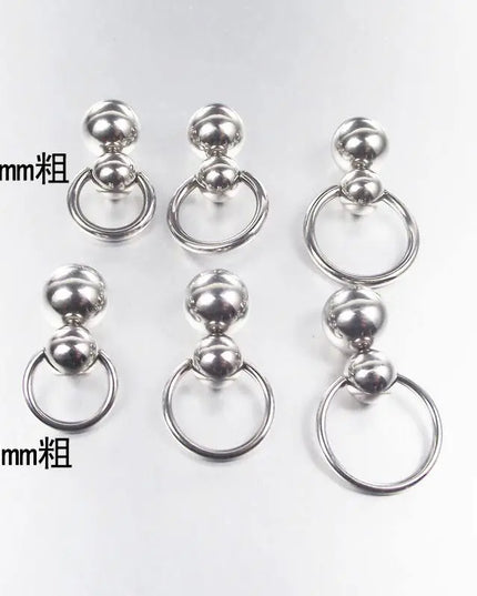 Stainless Steel Double Ball Cucurbit Gourd Ring Eyebrow Curved Tragus Ear Piercing PA Nipple Ring Bar Lips Body Piercing Jewelry