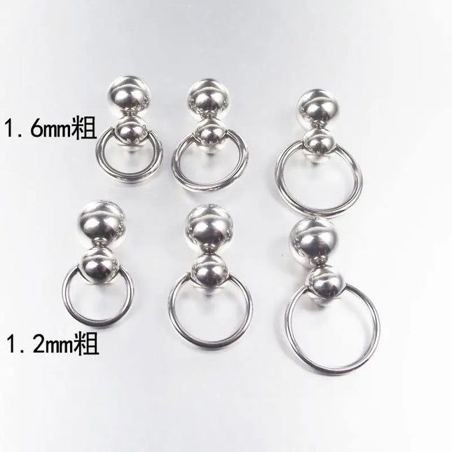 Stainless Steel Double Ball Cucurbit Gourd Ring Eyebrow Curved Tragus Ear Piercing PA Nipple Ring Bar Lips Body Piercing Jewelry
