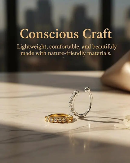 Non Piercing Nose Ring Cuff Sparkling Cubic Zirconia 2 Color Options Lightweight Comfortable Nose Jewelry for Concert Outfits