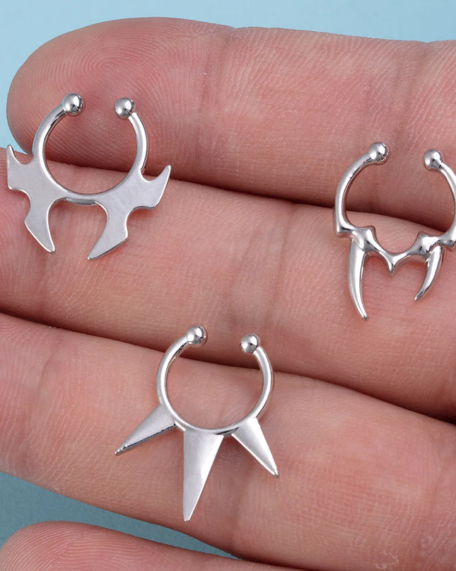 1-3pcs Clip on Nose Rings Hoop Septum Non Fake Piercing Nose Cuff Stainless Steel Horseshoe Punk for Men Women Body Jewelry