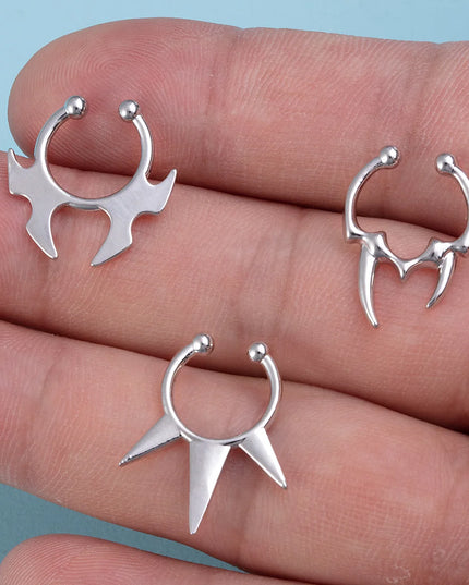 1-3pcs Fake Clip on Nose Rings Hoop Septum Non Piercing Nose Cuff Stainless Steel Horseshoe Punk for Men Women Body Jewelry