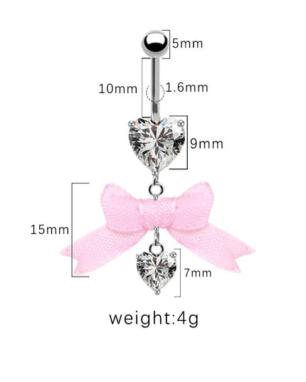 Beautiful Bow Belly Button Ring for Women Heart-shaped Belly Piercing Jewerly Surgical Steel Body Piercing Jewelry