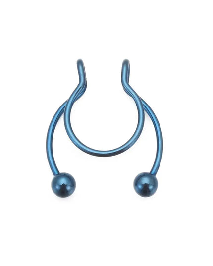 Women Colorful Fake Septum Jewelry Nose Ring Non Piercing Stainless Steel