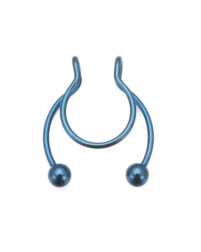 Women Colorful Fake Septum Jewelry Nose Ring Non Piercing Stainless Steel