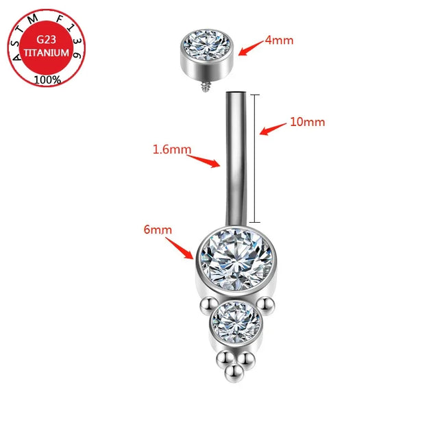 Belly Button Piercing Cartilage Diaphragm Navel Titanium Surgical Steel Woman Zircon Crystal Body Jewelry Women Accessories
