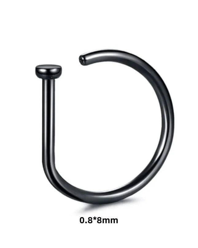 New Curved Barbells Fake Nose Piercing D Shaped Tragus Helix Stud Earring Hoop Septum Stainless Steel Ring Nostril Body Jewelry