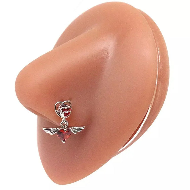 1Pcs Nose Ring for Women Dangle Nose Piercing Stainless Steel Nose Bend Ring Butterfly Dangling Noses Ring Body Piercing Jewelry
