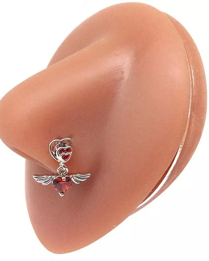 1Pcs Nose Ring for Women Dangle Nose Piercing Stainless Steel Nose Bend Ring Butterfly Dangling Noses Ring Body Piercing Jewelry
