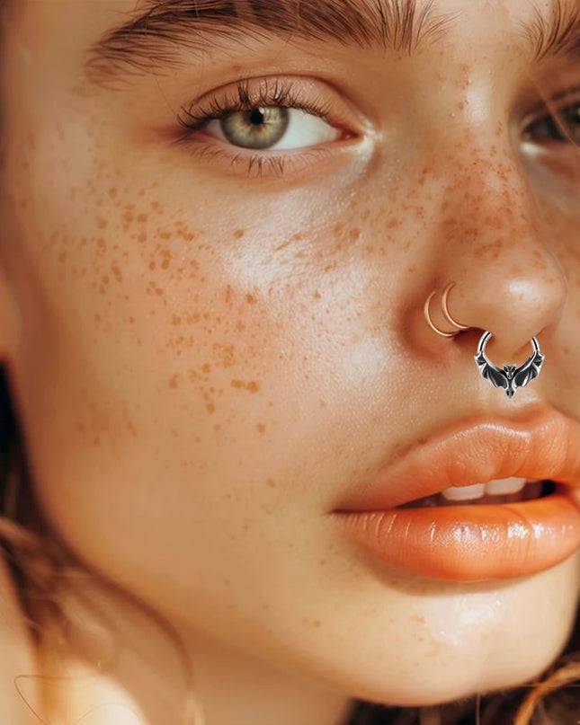 1PC Punk Many Style Black Oil Drip Hinger Septum Nose Ring Stainless Steel Ear Tragus Cartilage Daith Helix Earring Unisex Gift