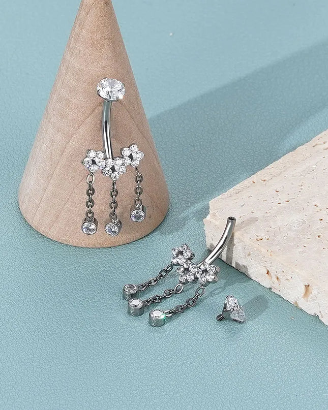 1Pc Titanium Zircon Belly Button Ring Round Heart Flower Navel Piercing Nombril Jewelry 14G Belly Piercing Ombligo