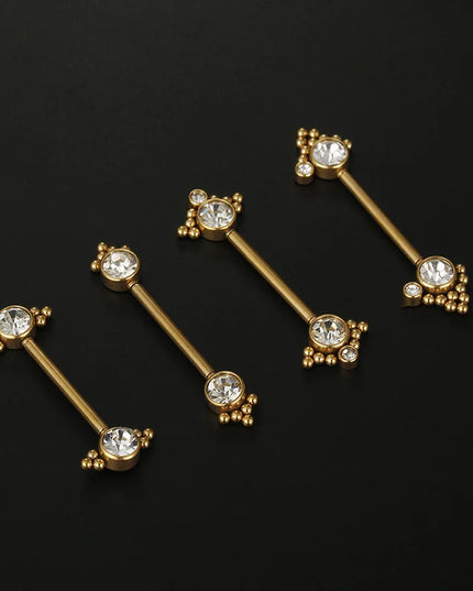 1Pair 14G Stainless Steel Externally Threaded PA Tongue Nipple Shield Barbell Ring Bar Body Piercing Jewelry Retainer