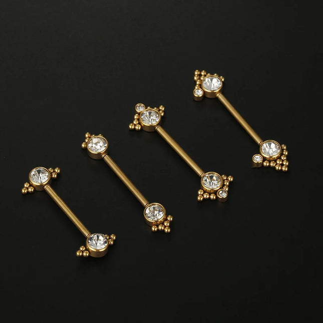 1Pair 14G Stainless Steel Externally Threaded PA Tongue Nipple Shield Barbell Ring Bar Body Piercing Jewelry Retainer