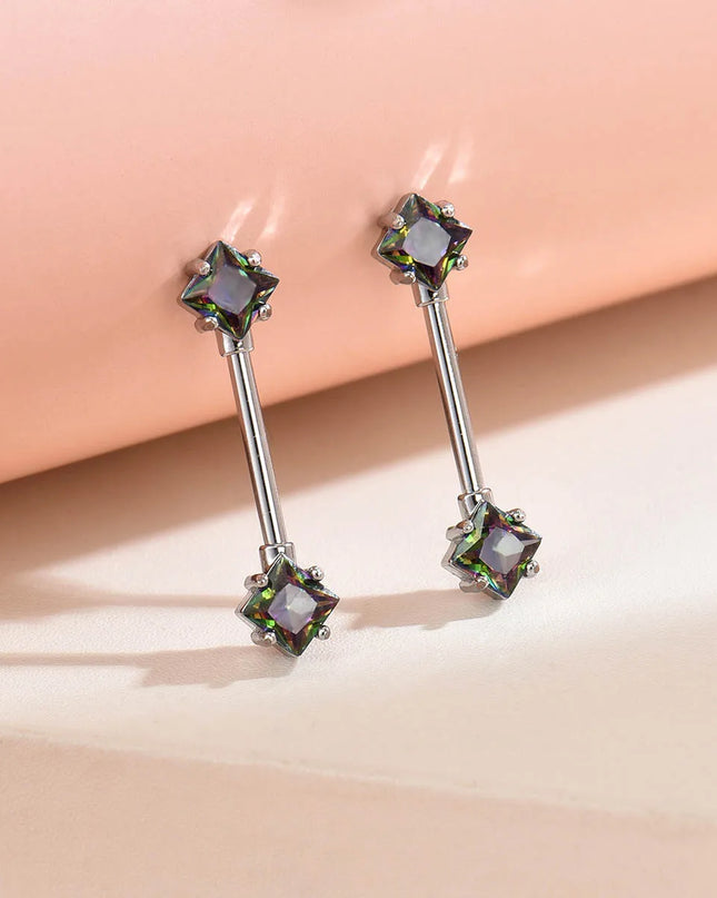 316L Stainless Steel Nipple Ring 14G Barbell Nipple Piercing Jewelry CZ Body Piercing Nipple Rings Unisex