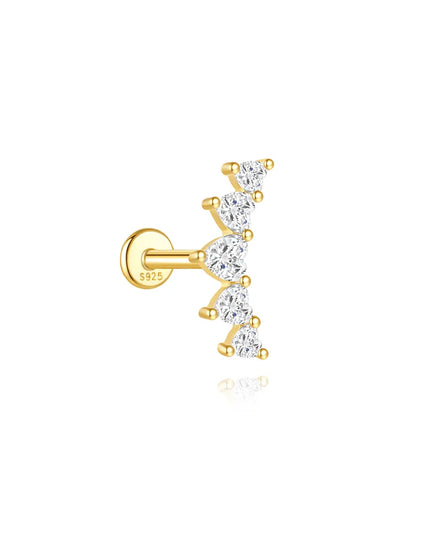 Aide 1PC 925 Sterling Silver 18K Gold Threaded Piercing Earring Women Ins Green Red Colors Zircon  Ear Bone Nail Gift Jewelry