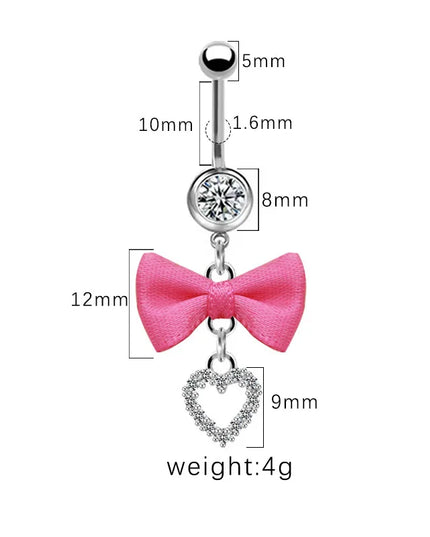 Beautiful Bow Belly Button Ring for Women Heart-shaped Belly Piercing Jewerly Surgical Steel Body Piercing Jewelry