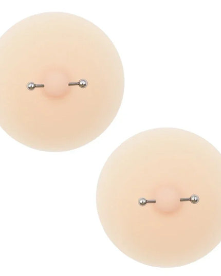 Women Nipple Cover with Faux Piercing Lingerie Breast Pasties Adhesive Chest Pad
