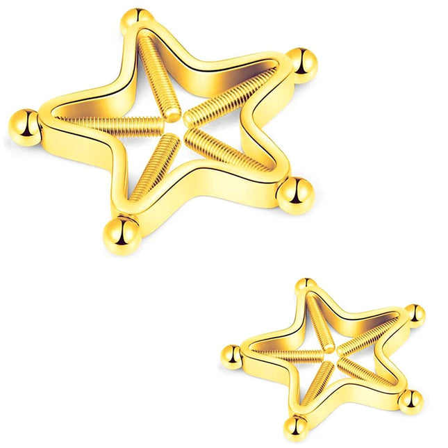 [Y]1Pc Stainless Steel Adjustable Nipple Rings For Women, Star Shaped Clip On Nipple Ring Fake Nipple Piercing Jewelry