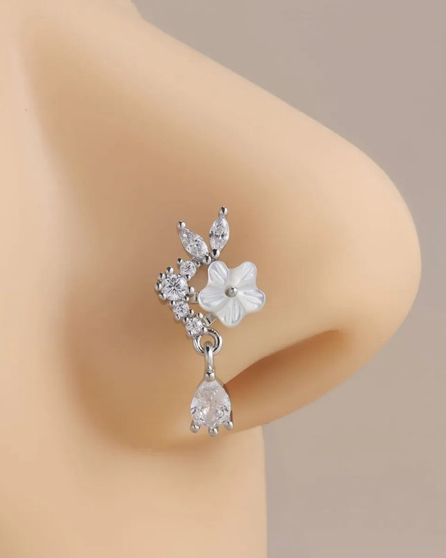 Dangle Nose Ring For Women Nose Piercing Stainless Steel Nose Bend Ring Butterfly Pendents Dangling Nose Piercing Jewelry