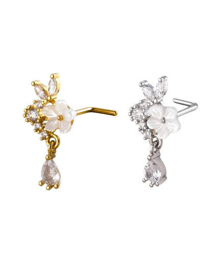 Dangle Nose Ring For Women Nose Piercing Stainless Steel Nose Bend Ring Butterfly Pendents Dangling Nose Piercing Jewelry