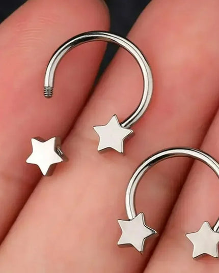 Star Shaped Septum Rings Surgical Steel Body Piercing Jewelry Vertical Star Nose Ring Jewelry Lip Rings for Women Men