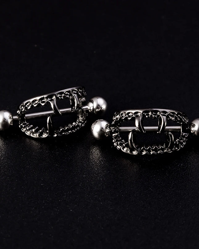 2PCS Surgical Steel Nipple Rings Piercing Jewelry Heart Women Sexy Hiphop Nail Clips Nipple Clamps Pierced Body Jewelry Gift