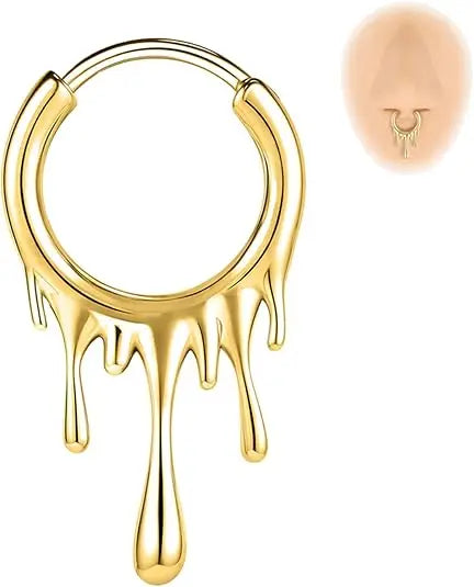 1Pcs Ombre Color Stainless Steel Nose Ring 18G Septum Ring Lava Irregular Pattern Earring Jewelry 10mm