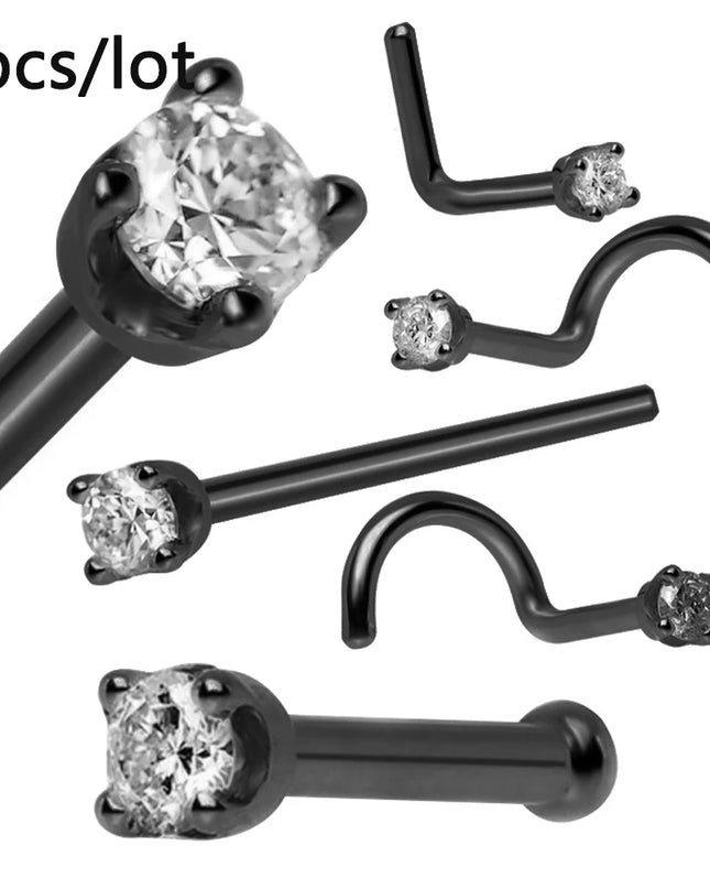 3/4/5/8/10/15/30pcs/lot Fake Nose Studs Ring Piercing Sets L-S-Shaped Curved Nose Rings Pack Steel Star Heart Moon Nose Jewelry