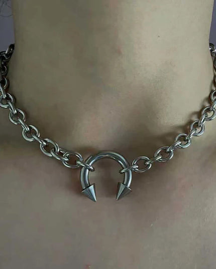 Nose Ring Pendant Necklace Men's And Women's Personality Exaggerated Stainless Steel Fashionable Trendy Punk Jewelry Accessories