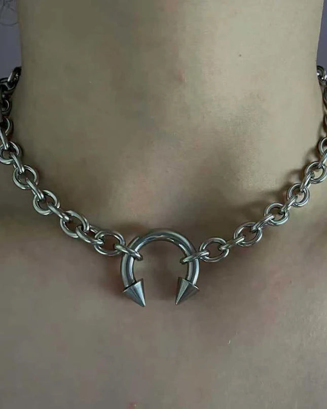 Nose Ring Pendant Necklace Men's And Women's Personality Exaggerated Stainless Steel Fashionable Trendy Punk Jewelry Accessories