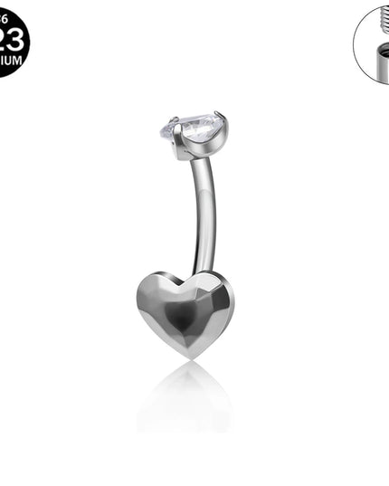 F136 G23 Titanium Belly Button Rings Hypoallergenic Internal Thread Butterfly Cloud Heart with Crystals Body Piercing Jewelry