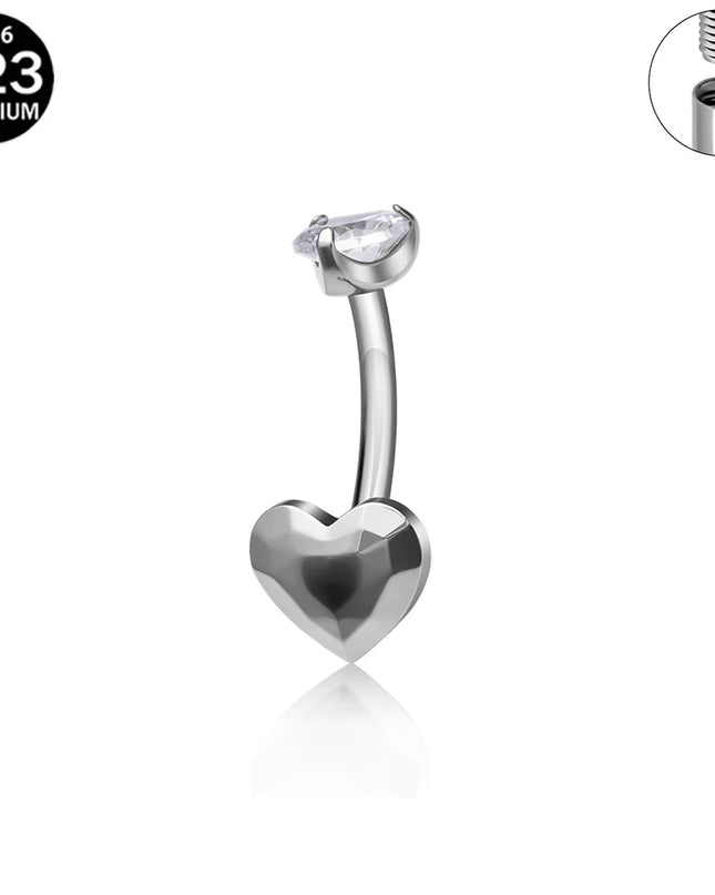 F136 G23 Titanium Belly Button Rings Hypoallergenic Internal Thread Butterfly Cloud Heart with Crystals Body Piercing Jewelry