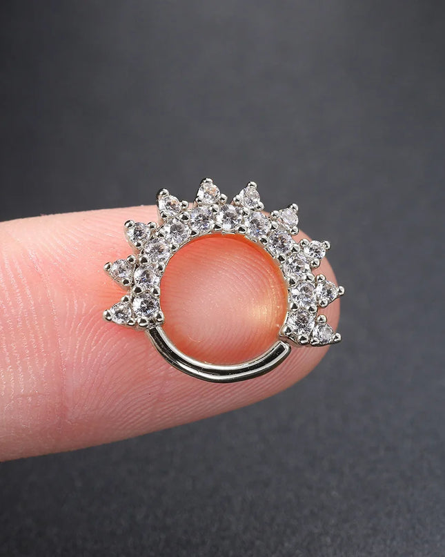 Ear Piercing For Women Pierced Earring Daith Helix Flat Lobe Star Plant Lightning Zircon Stainless Steel Ear Hoop Jewelry Gift