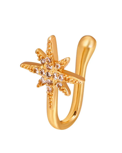 Fashion Nose Ring Charm Crystal Butterfly Pentagram Nose Ring Women Fake Piercing Clip on Nose Ear Rings Body Jewelry
