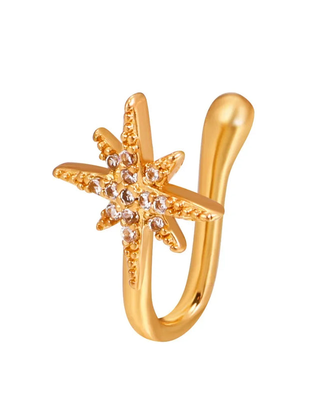 Fashion Nose Ring Charm Crystal Butterfly Pentagram Nose Ring Women Fake Piercing Clip on Nose Ear Rings Body Jewelry