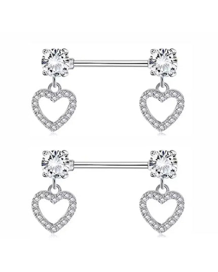 1Pair Pink Butterfly Nipple Piercing Jewelry Shiny Crystal Nipple Rings For Women Girls Heart Nipple Barbells Piercing Pezon