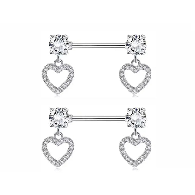 1Pair Pink Butterfly Nipple Piercing Jewelry Shiny Crystal Nipple Rings For Women Girls Heart Nipple Barbells Piercing Pezon